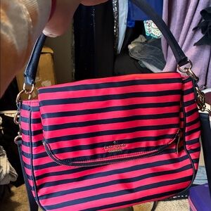 kate spade Pink & Navy Striped Shoulder Bag